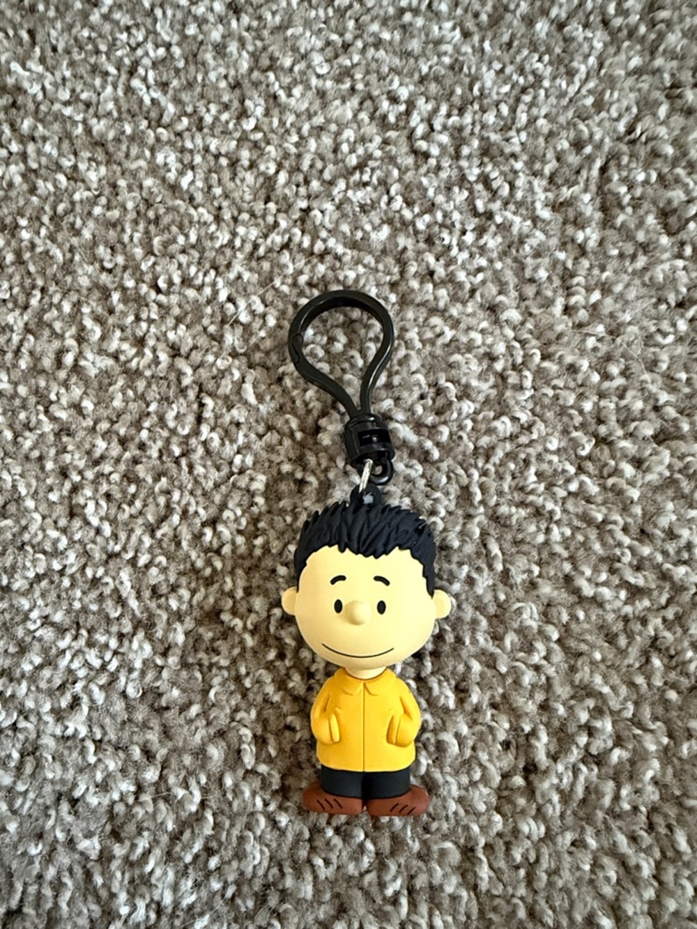 Yellow Cartoon Boy Keychain Figure with Clip - Playful Backpack Charm